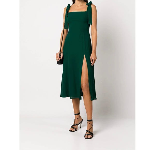 Reformation Smocked Twilight Midi Dress Sleeveless Emerald Green Size 4 NWOT - Picture 4 of 12